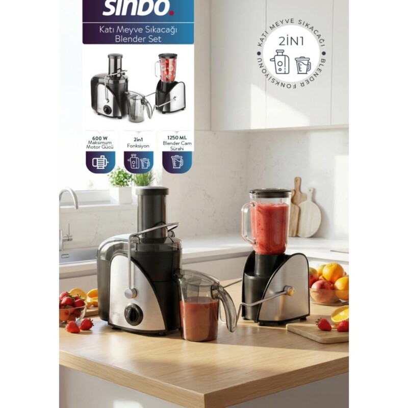 Sinbo SJ-3195 Katı Meyve Sıkacağı Blender Seti