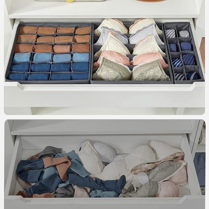 Songmıcs Iç Giyim Düzenleyici 8'li Set, Çekmece Düzenleyici, Katlanabilir, Gardırop Düzenleyici, Sak
